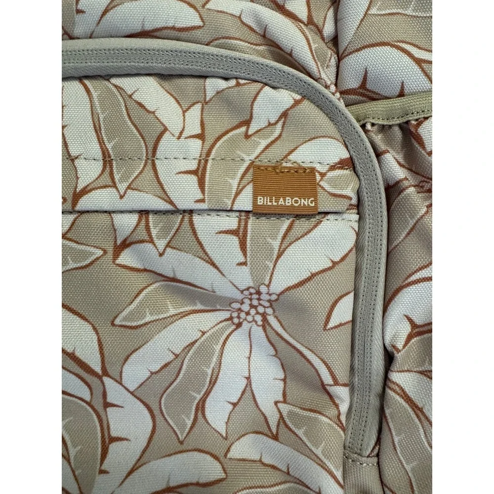 Billabong Maiden Voyage Backpack Pink Tan Palm Print Eco Bag 21L 24E651506 STN